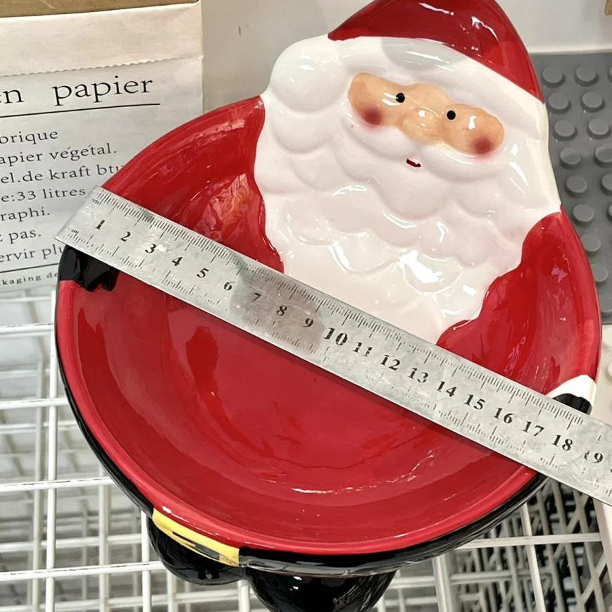 Santa Claus ceramic pet bowl showcasing festive design, perfect for pets and promoting better posture, with non-slip base.