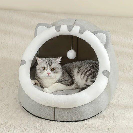 Super Cat Bed – Semi-enclosed plush cat cave with a cozy design for cats.