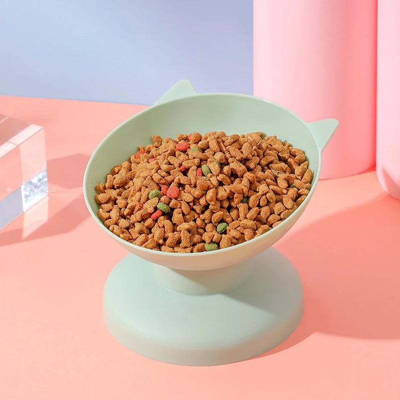 High bottom tilt pet bowl with ergonomic anti-choking design