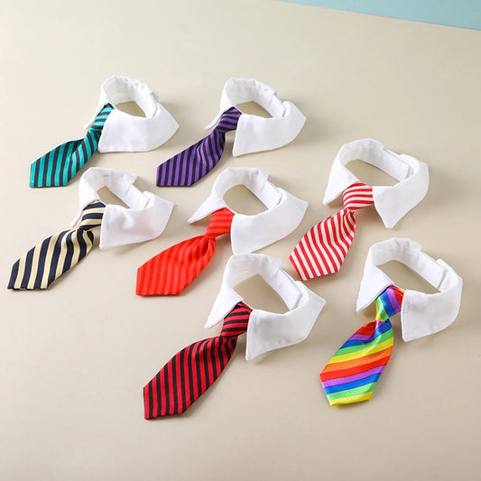 Adjustable striped bow tie collar for cats and small dogs – festive pet fashion