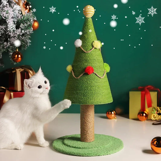 Christmas tree-shaped cat climbing rack with sisal scratching post for cats