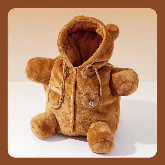 Autumn and Winter Shoulder Bag for Pets cute cartoon bear design with flannel for warmth