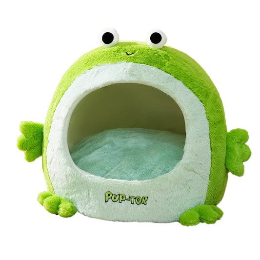 Autumn and winter velvet cat nest bed for small dogs and cats with semi-closed design