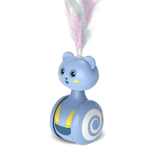 Swing Tumbler Cat Toy designed for energetic felines with spinning ball and feather wand.