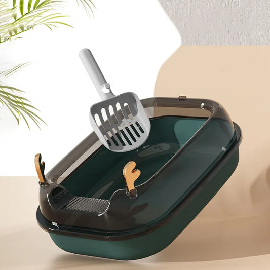 Semi-enclosed cat litter box with antler design, high border anti-splash, and privacy for cats