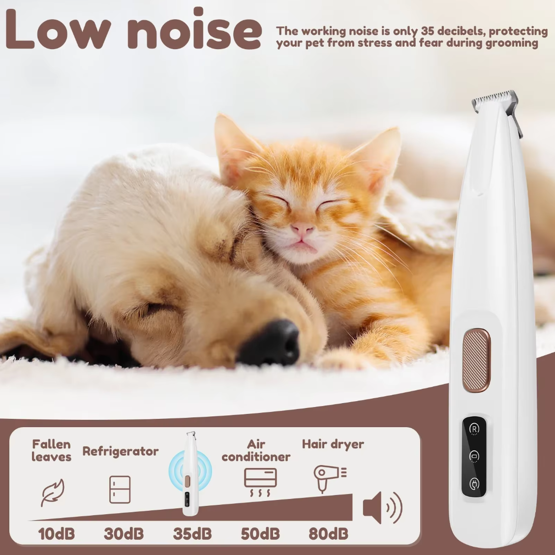 LED dog paw trimmer with digital display and stainless steel blade