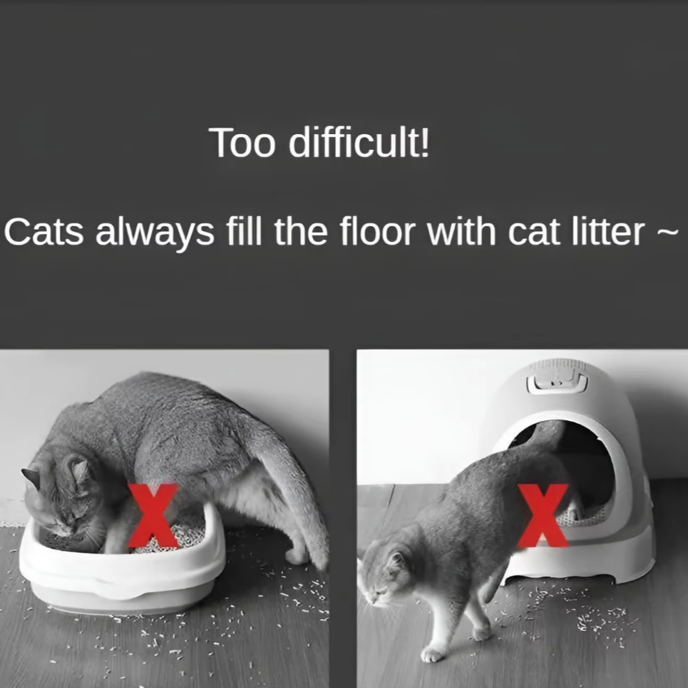 Double-layer waterproof cat litter mat with non-slip EVA design, traps litter and protects floors from dirt and moisture.