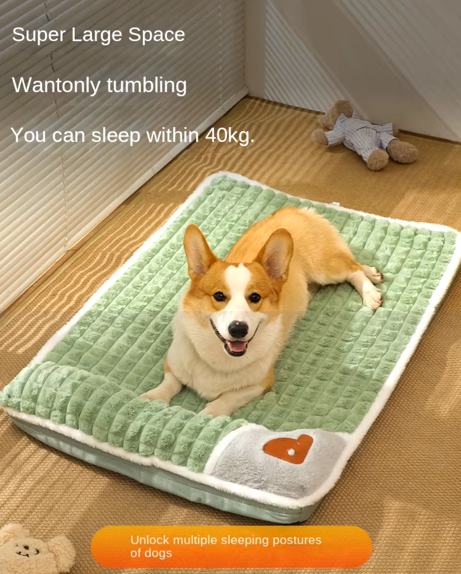 Thick plush pet bed mat for dogs and cats with washable cover for winter comfort