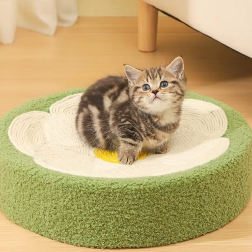 2-in-1 cat scratcher and bed with recyclable bowl-shaped sisal surface