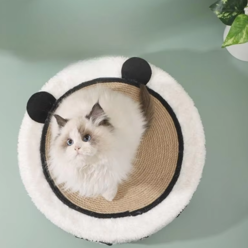 2-in-1 cat scratcher and bed with recyclable bowl-shaped sisal surface