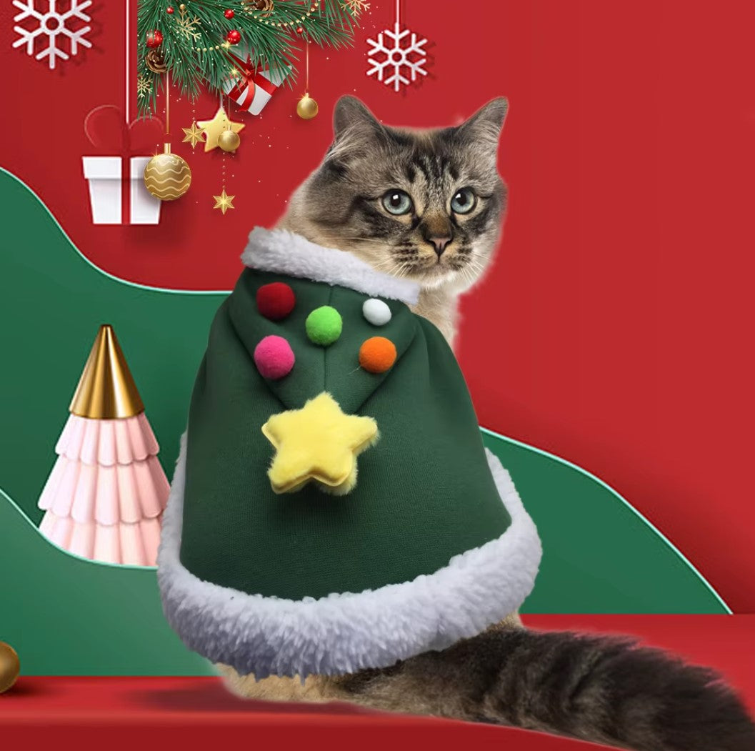 Cape de Noël mignonne pour animaux de compagnie – Cape festive rouge et marron pour la joie des fêtes