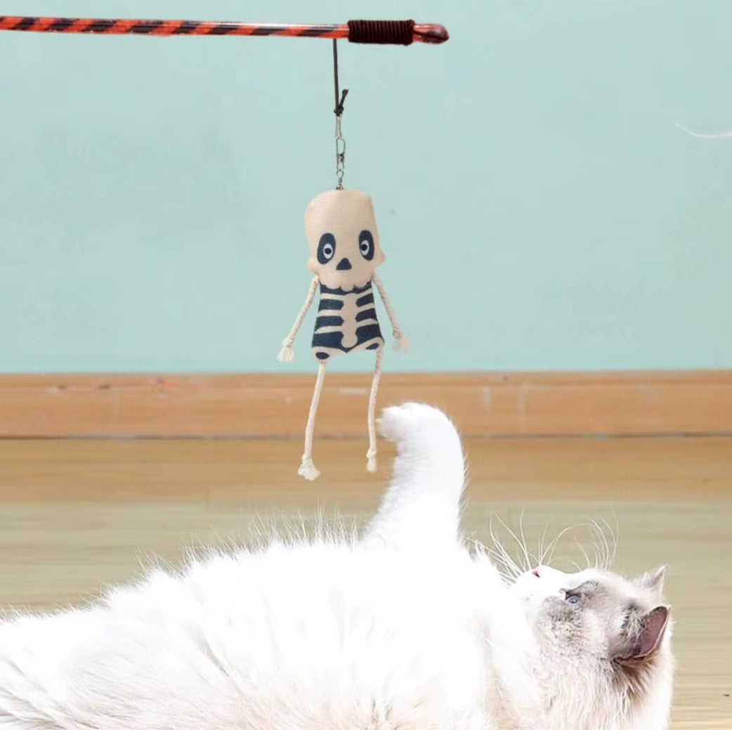 Halloween Cat Teaser Wand – Interactive Toy with Pumpkin & Ghost Design - The Pet Paradise