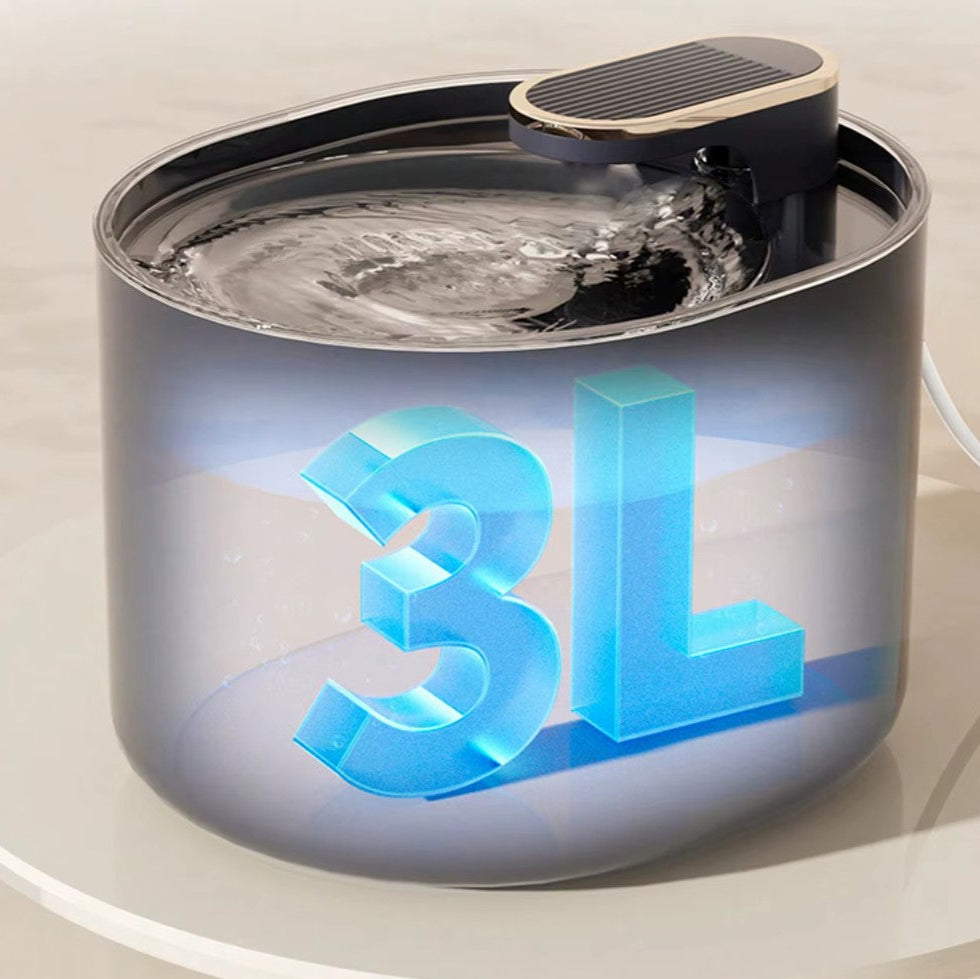 3L automatic cat water fountain with dual outlets and quiet motor for continuous hydration.