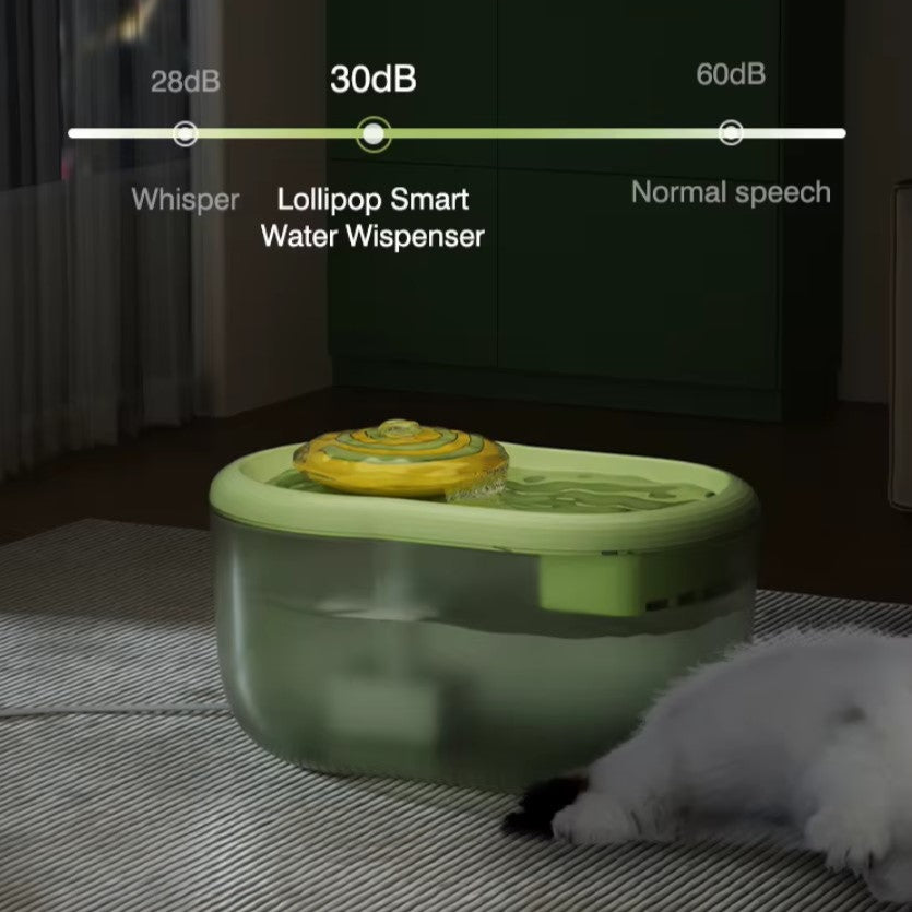 Smart electric cat water dispenser with quiet filtration and high-capacity tank for clean and fresh hydration.