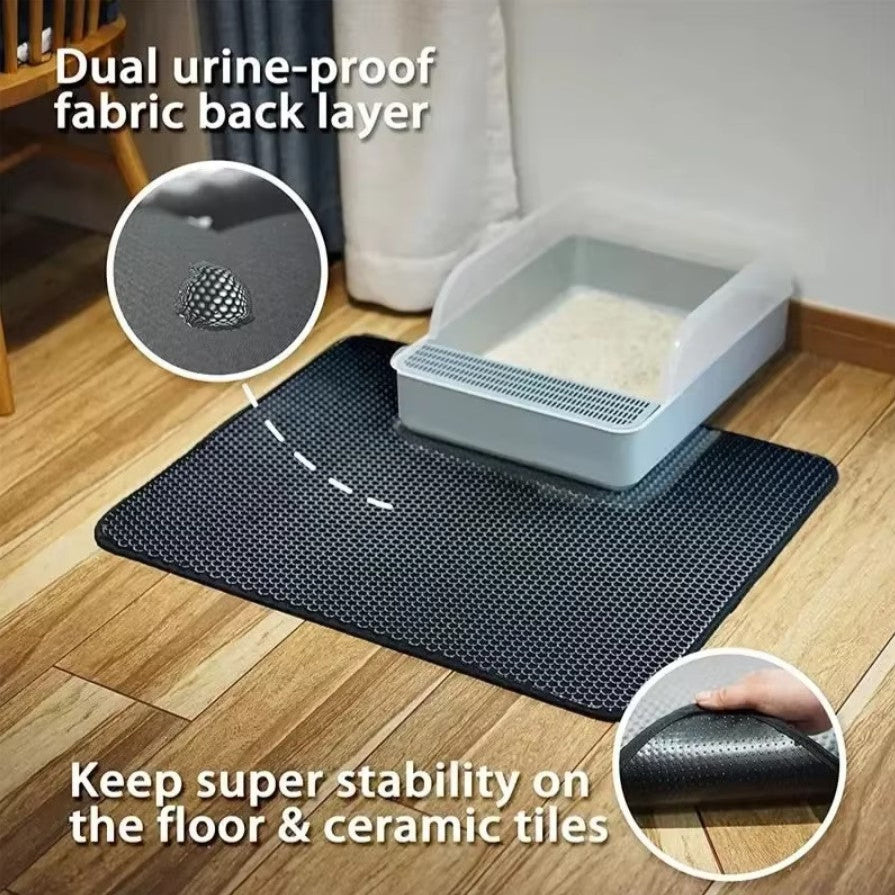 Double-Layer Waterproof Cat Litter Mat – Soft EVA Material for Mess-Free Floors - The Pet Paradise