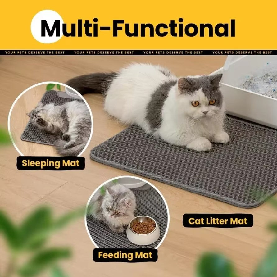 Double-Layer Waterproof Cat Litter Mat – Soft EVA Material for Mess-Free Floors - The Pet Paradise
