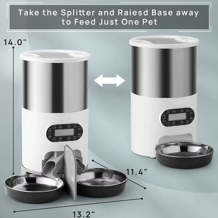 Smart APP pet feeder with automatic dispenser, Tuya remote control, and portion settings for small and medium-sized pets.