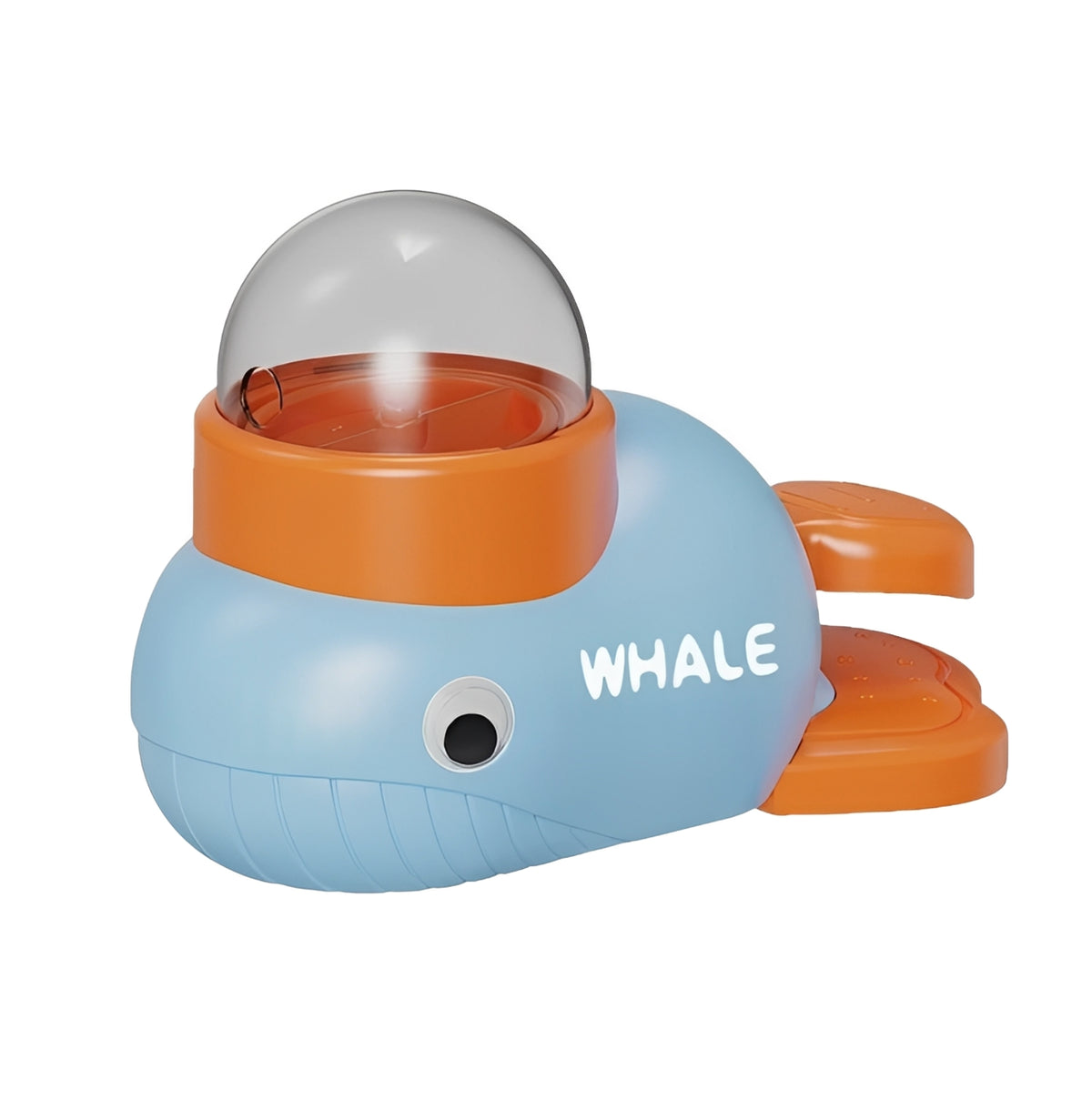 Interactive feeder in the shape of a whale, designed for playful feeding for cats and dogs.