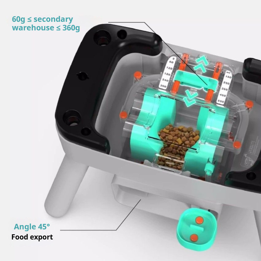 Close-up view of the Pet Feeding Station The Artisan™, showcasing food storage and export design.