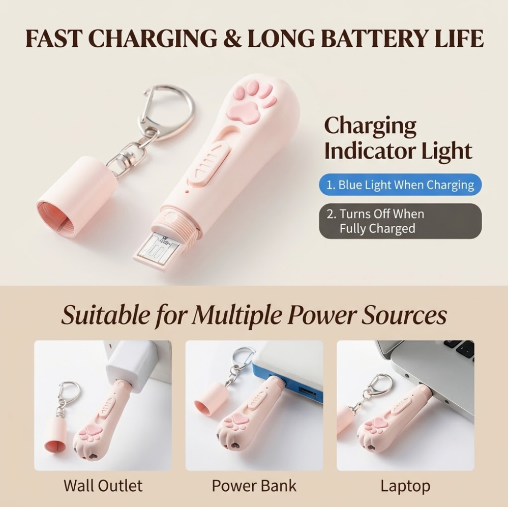 Puff & Purr™ Pastel Paw Rechargeable Laser Chaser