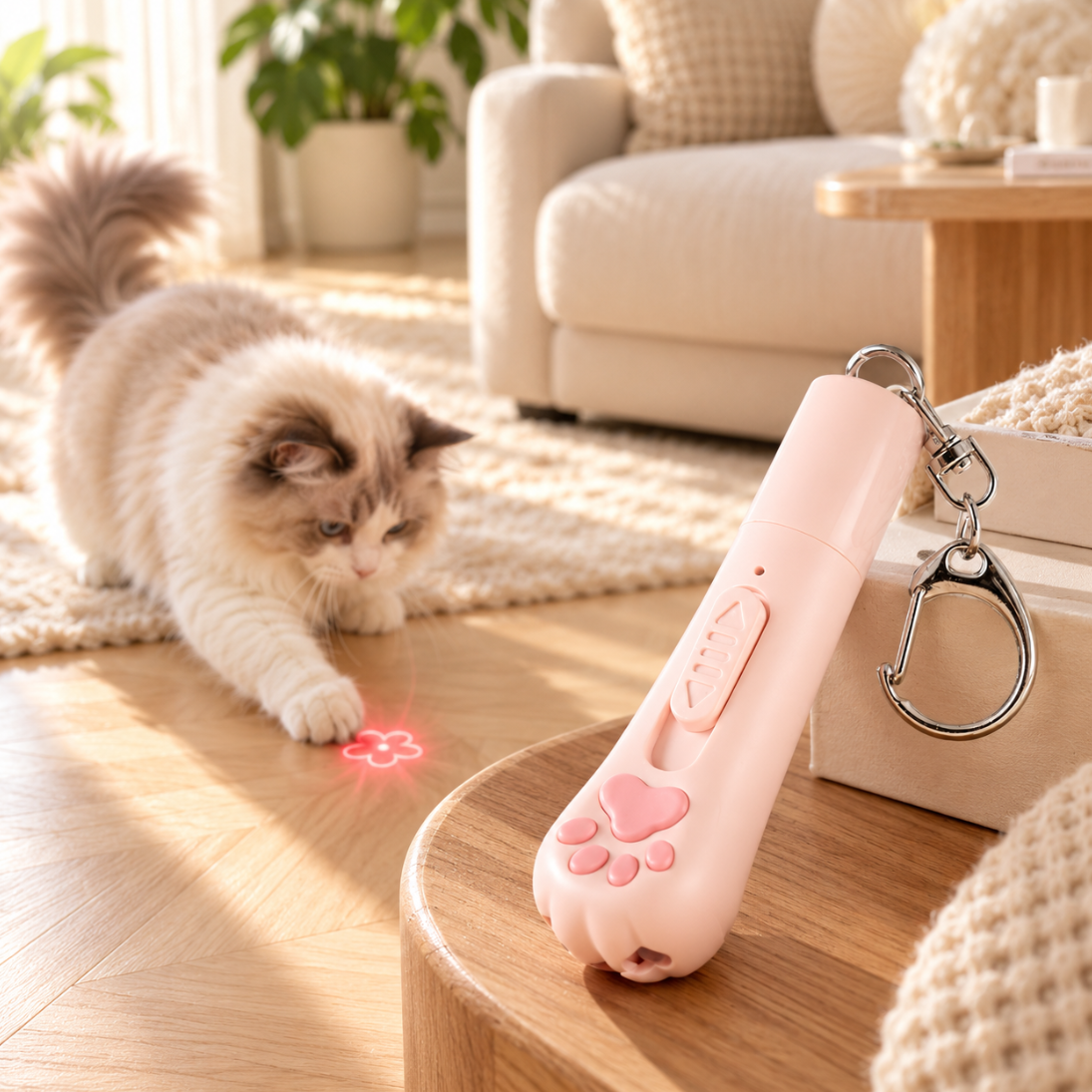 Puff & Purr™ Pastel Paw Rechargeable Laser Chaser