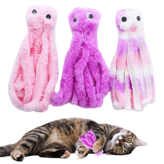 Lindo pulpo de peluche: juguete interactivo suave para gatos para jugar y hacer ejercicio