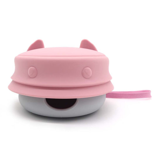 3-in-1 portable pet travel box in pink, designed for easy pet feeding and hydration on the go.