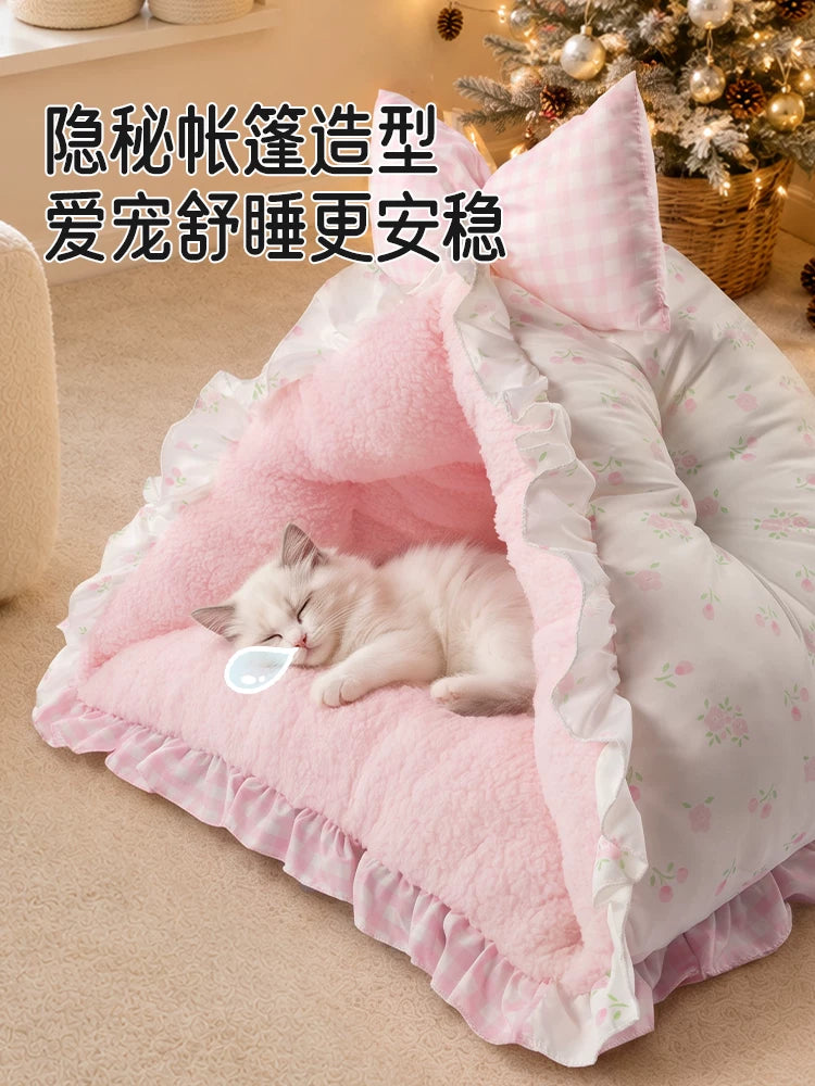 新式猫窝半封闭式安全感猫帐篷冬加厚猫咪窝冬季保暖猫房子不塌陷