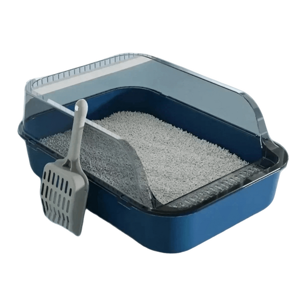 Caja de arena abierta para gatos: solución semicerrada de bordes altos para gatos pequeños