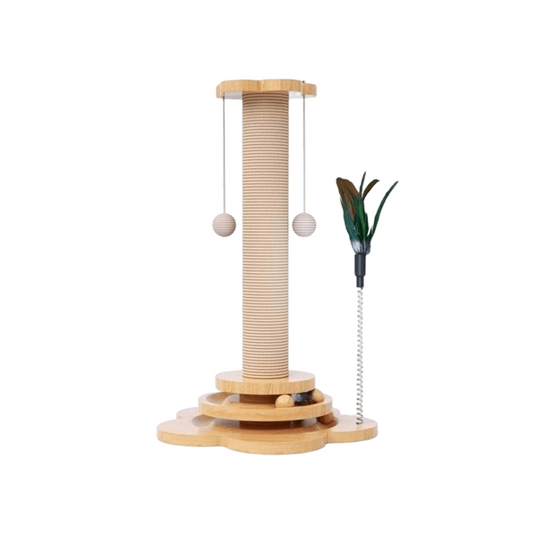 Wooden Cat Turntable Toy – Interactive Rotating Play with Scratching Pad
