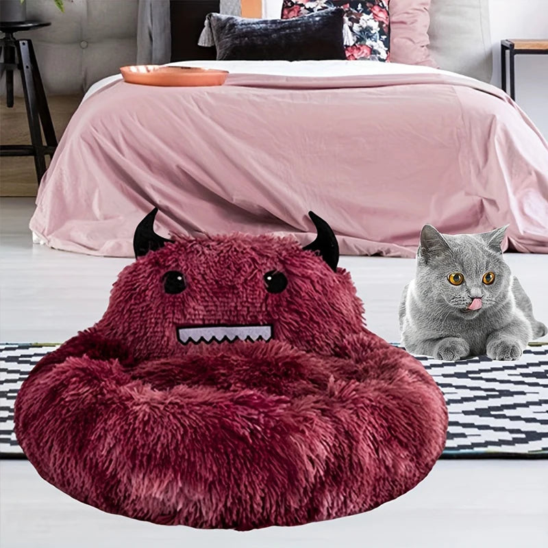 Festive warm bed mat for cats and small dogs with soft cushion