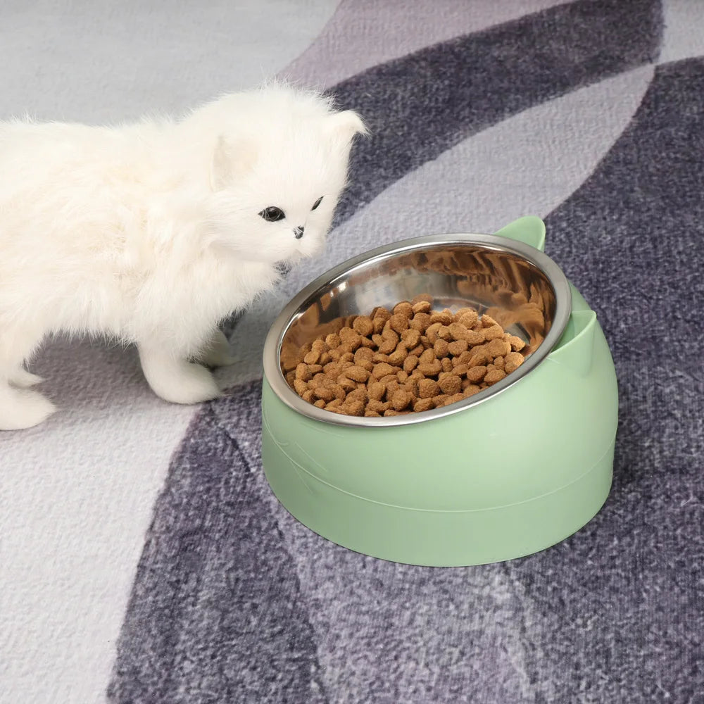 Elevated stainless steel pet bowl for dogs and cats with anti-slip base