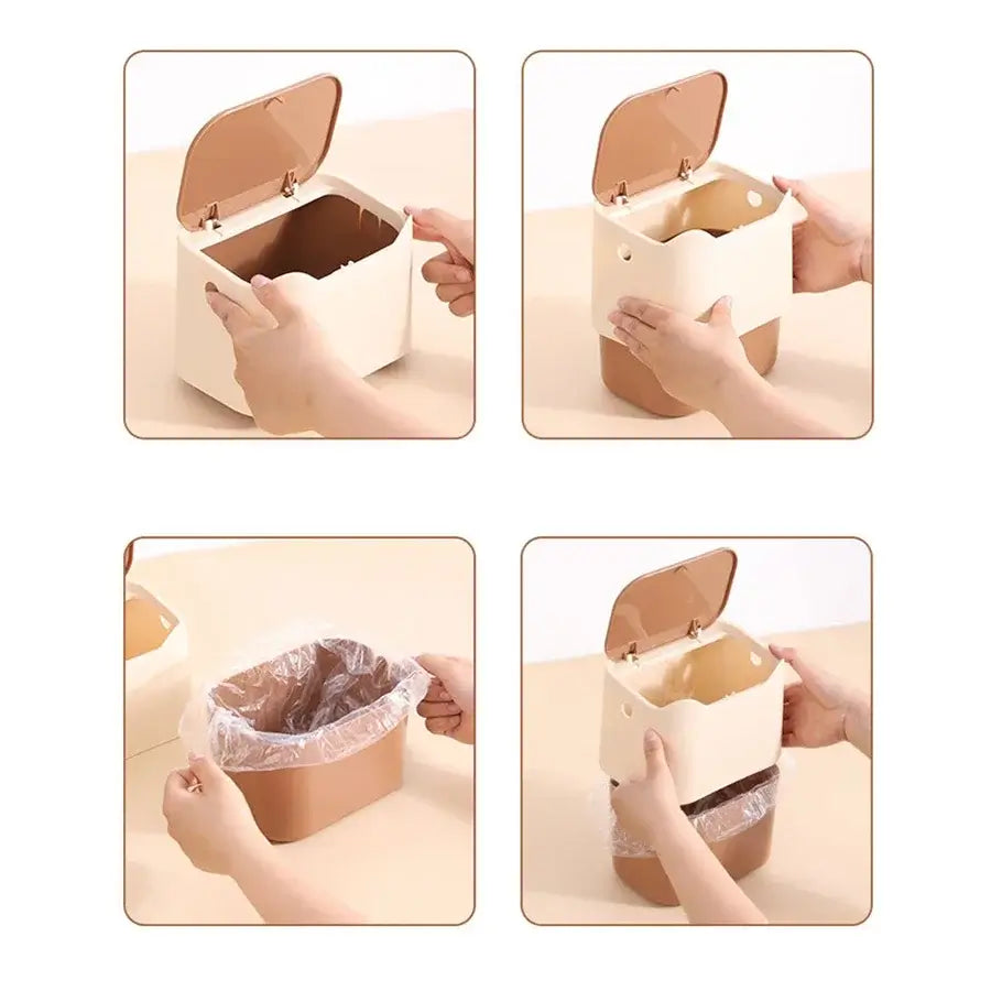 Compact enclosed cat waste box with sealed lid, odor-control design, and easy-carry handle for litter storage.
