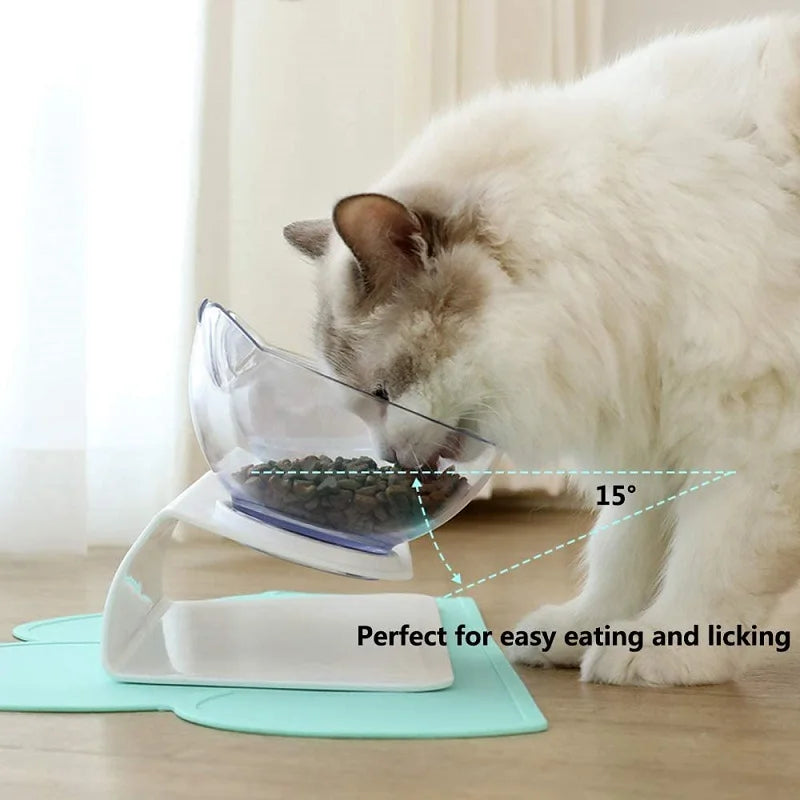 Non slip pet bowl set with elevated angled design for comfortable feeding for pets.