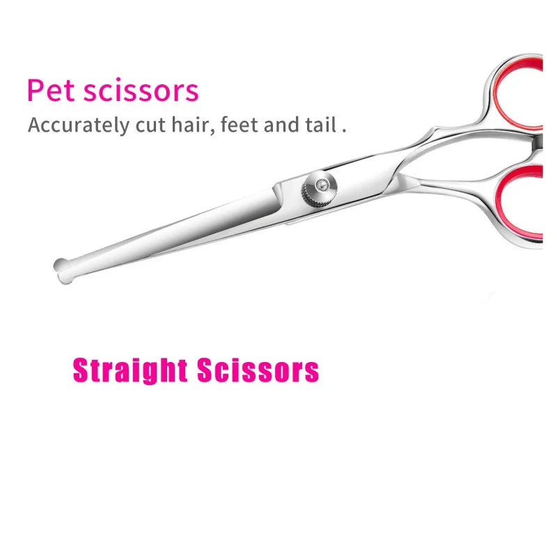 Stainless steel pet grooming scissors set for cats and dogs with comb and trimming tools
