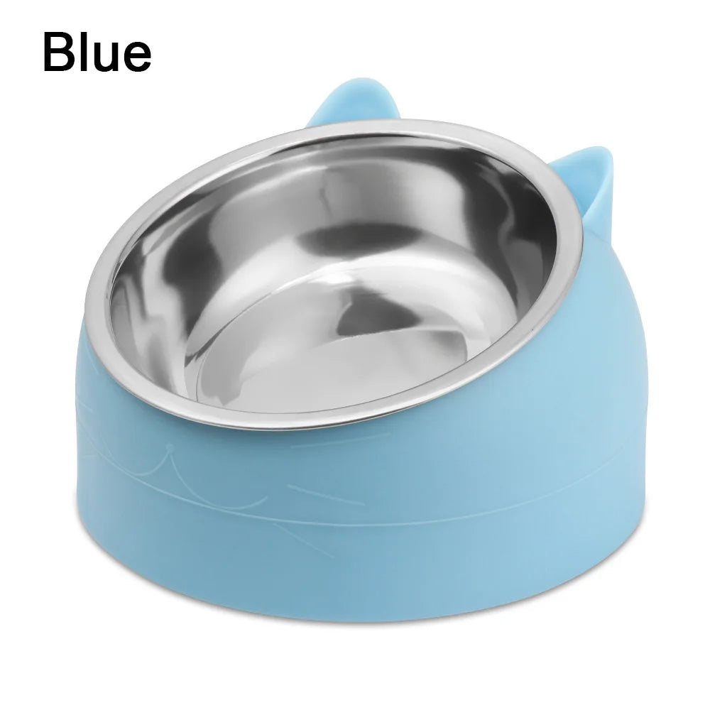 Elevated stainless steel pet bowl for dogs and cats with anti-slip base