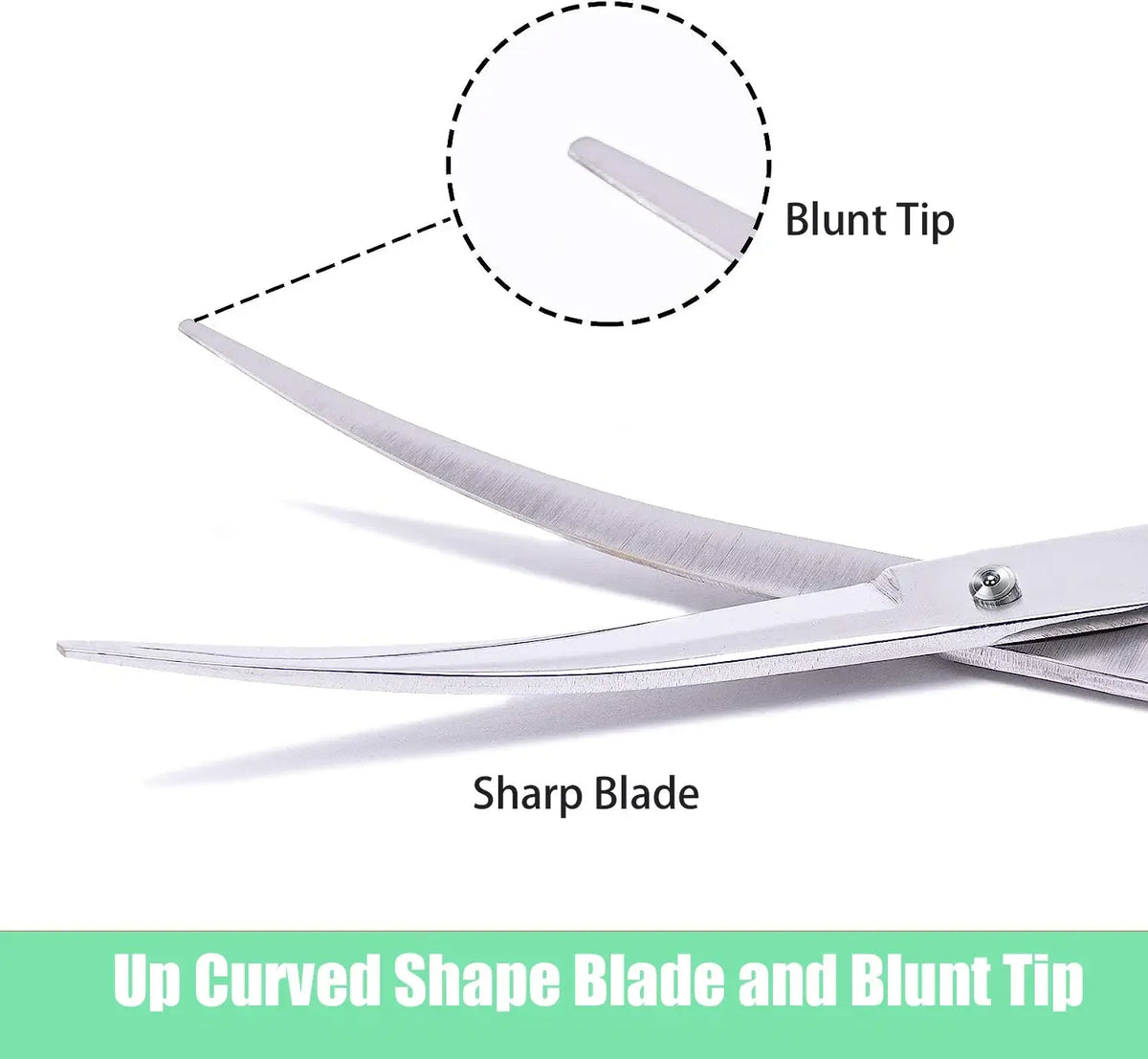 Pet grooming scissors with rounded safety tips and ergonomic handle for trimming dog and cat fur safely and precisely.