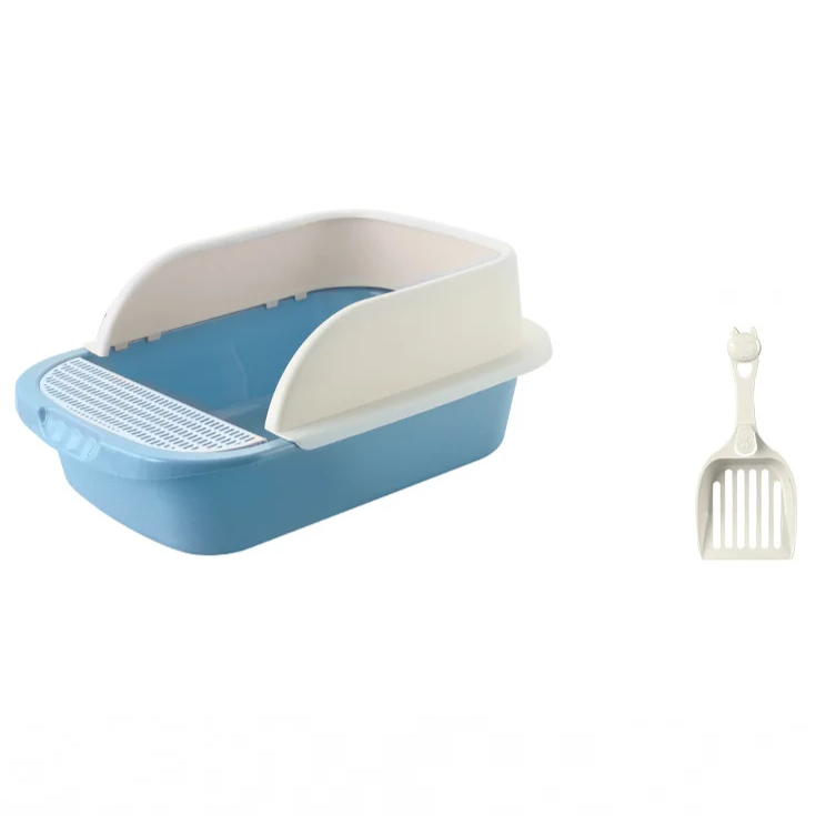Large semi-enclosed cat litter box with high sides and deodorizing function
