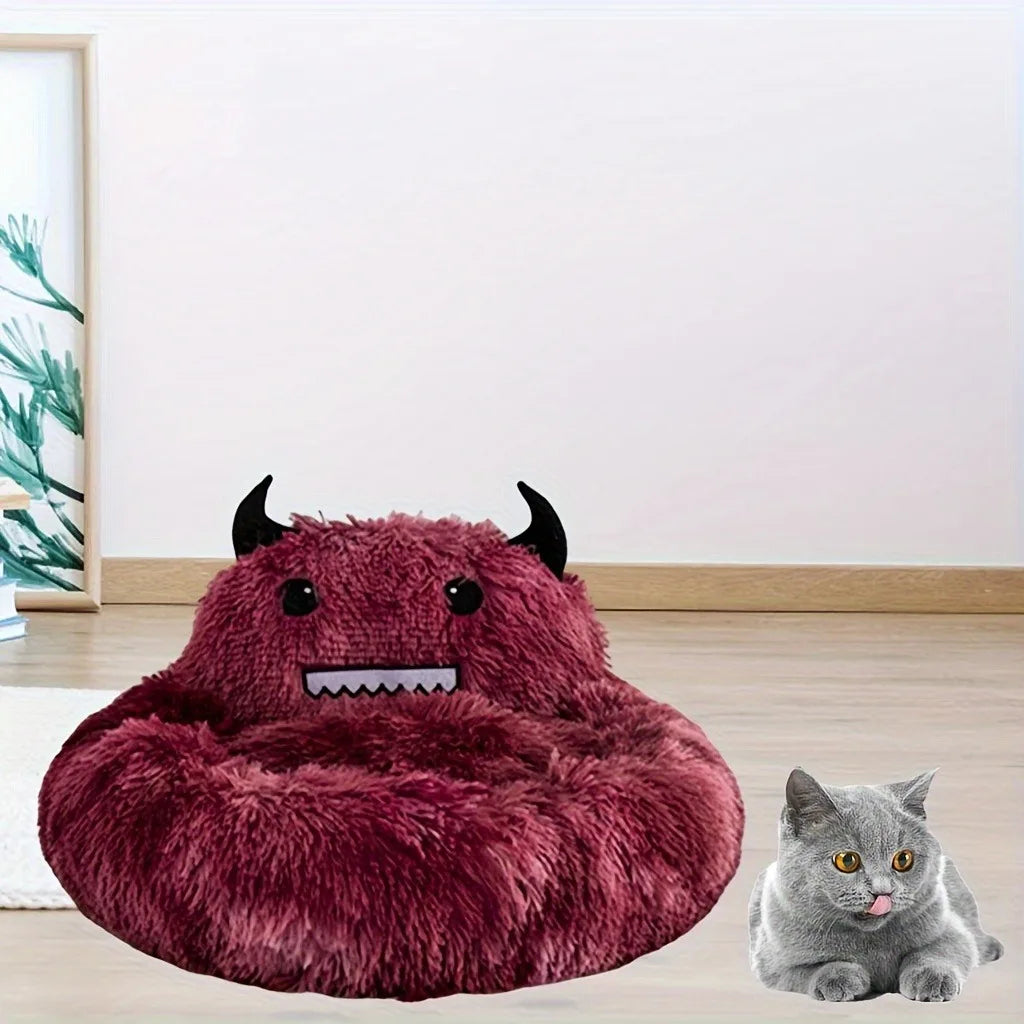 Festive warm bed mat for cats and small dogs with soft cushion