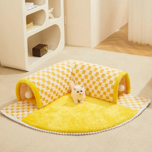 Tunnel cat nest cozy warm bed for winter with removable washable cushion