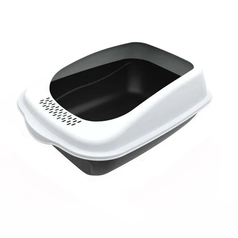 Fully enclosed cat litter box with two-way shovel access for odor control and easy cleaning