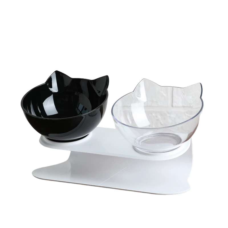 Non slip pet bowl set featuring a black and clear elevated feeding solution for cats and dogs.