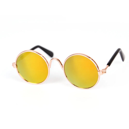 Vintage round sunglasses for cats and small dogs with reflective lenses