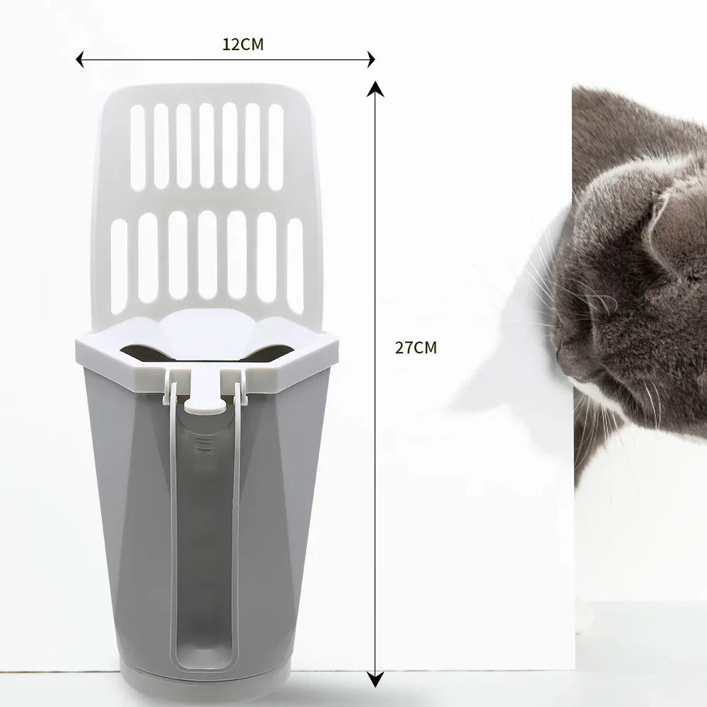 Cat litter scoop with built-in trash can for quick and hygienic waste disposal