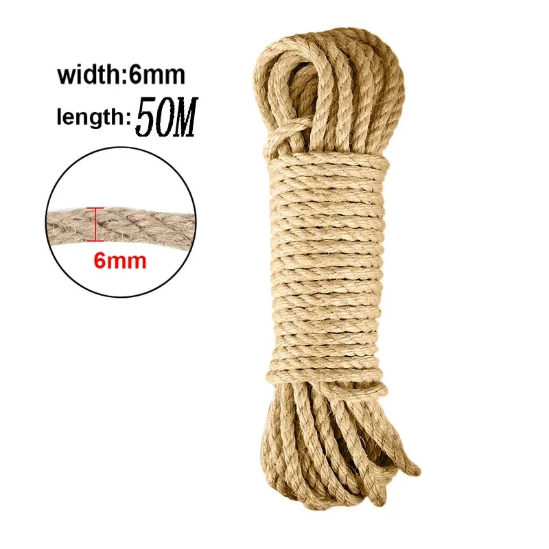 Natural jute rope for DIY cat scratching posts and furniture protection