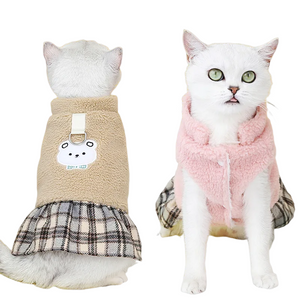 Winter Warm Cat Dress Coat – Thick Cotton Jacket for Cats and Small Dogs