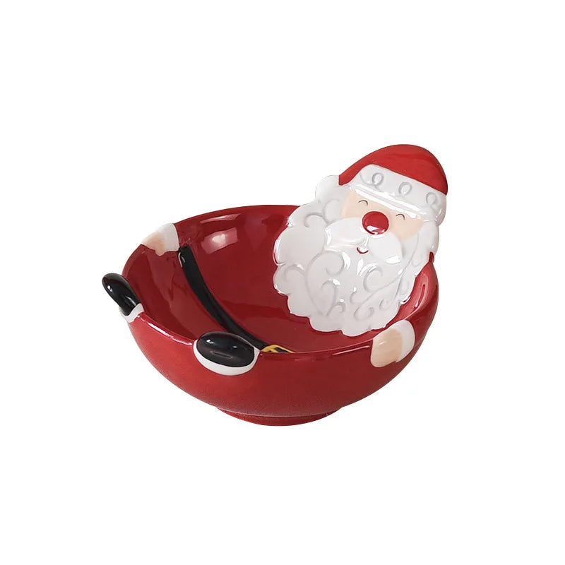 Santa ceramic pet bowl featuring a festive Santa Claus design, perfect for holiday meals for cats and dogs.