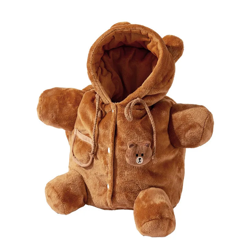 Autumn and Winter Shoulder Bag for Pets cute cartoon bear design with flannel for warmth