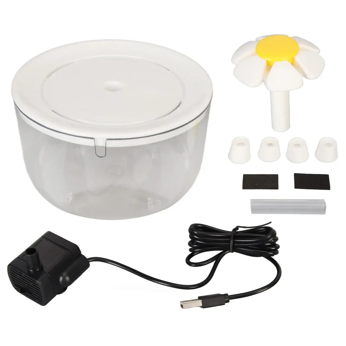 Silent automatic pet water fountain with continuous water flow for cats and dogs.