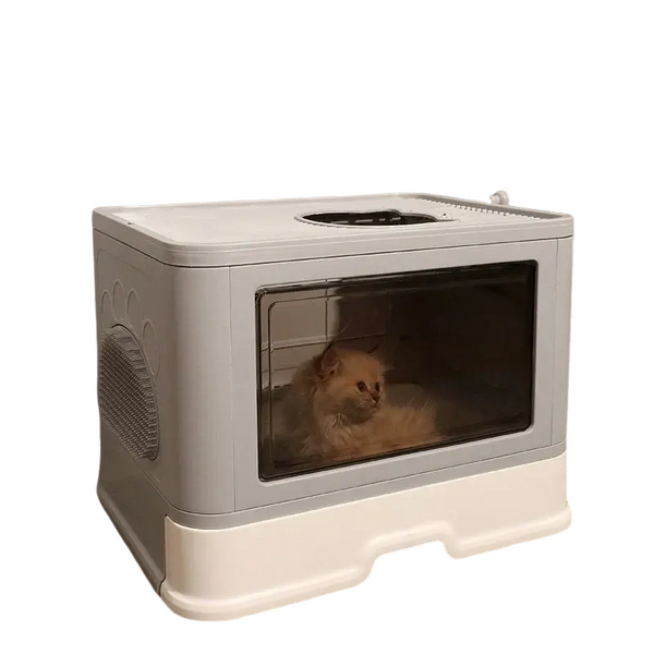 Caja de arena cuadrada completamente cerrada para gatos: inodoro cerrado con control de olores y cajón extraíble